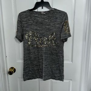 Victoria secret pink sequin top Sz large gray gold